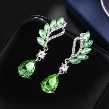 1 пара серег с искусственным кристаллом, кулон в виде капли воды, горный хрусталь, роскошные элегантные неаллергенные висячие серьги для женщин и девочек красный