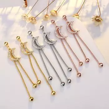 1 пара серег с кисточками, гальванические серьги с защитой от царапин, инкрустированные сверкающими стразами, ювелирные серьги-гвоздики серебряный