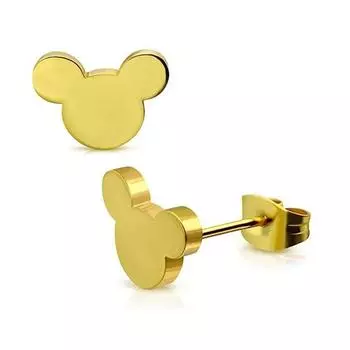 1 пара серег с мультяшными животными из нержавеющей стали, однотонные серьги на тему животных серебряный