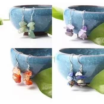 1 пара серег с подвесками из натурального камня, щебень, богемный стиль, энергетические рейки, целебные хрустальные серьги для женщин и мужчин, ювелирные изделия, подарки, повседневная одежда, 5,5 см 5.5cm