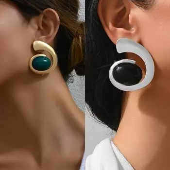 1 пара серег с преувеличенным геометрическим дизайном, ювелирные изделия для женщин и девушек, для повседневной носки, праздничного, изысканного подарка на годовщину one-size Black