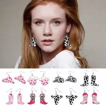 1 пара серег. Стильные деревянные серьги в стиле пастушки, висячие серьги в стиле вестерн-крючок. C