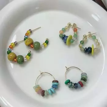 1 пара сережек After Frost Tea Garden в знаменитом этническом стиле, новые китайские серьги с бисером, простые цветные серьги с кольцами в стиле ретро