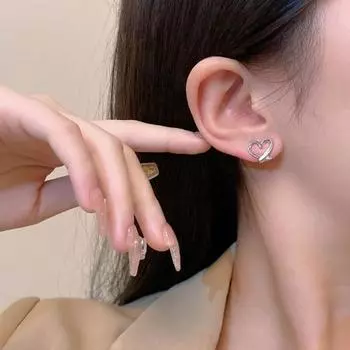 1 пара сережек для ушей без пирсинга, полые серьги в форме сердца, однотонные, полированные, антиаллергенные, легкие, из нержавеющей стали с гальваническим покрытием, женские серьги на каждый день для свиданий серебряный