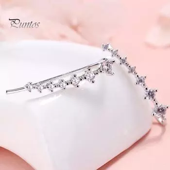 1 пара сережек-гвоздиков для пирсинга, блестящие серьги-гвоздики с кубическим цирконием, один ряд, дизайн, устойчивые к выцветанию манжеты для ушей, модные серьги-гвоздики, ювелирные аксессуары серебряный