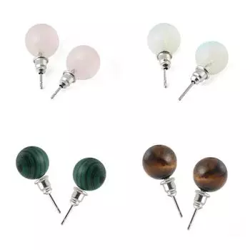 1 пара сережек-гвоздиков из натурального камня с круглыми бусинами, розовый кварц, синий, бирюзовый, малахитовый, тигровый глаз, камень, серьги-гвоздики для женщин и мужчин, ювелирные изделия для повседневной носки, 1 см 1cm