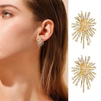 1 пара сережек-гвоздиков с блестящими стразами и инкрустацией в виде звезд, долговечные серьги-гвоздики