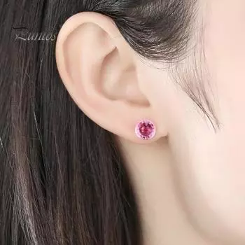 1 пара сережек-гвоздиков с цветными стразами, круглый дизайн, регулируемая посадка, сверкающие серьги, аксессуары для ушей 6 mm синий