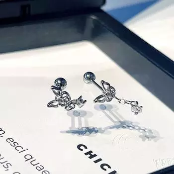 1 пара сережек-гвоздиков с кисточками из циркона и ушной косточкой в виде спирали для женщин и девочек 1 pair