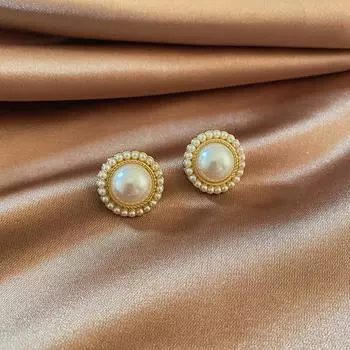 1 пара сережек-гвоздиков с крупным жемчугом в богемном стиле для женщин и девочек, элегантные универсальные серьги, ювелирные аксессуары, подарки на День святого Валентина