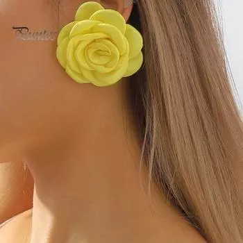 1 пара сережек-гвоздиков с розами, элегантный дизайн с цветком камелии, однотонные женские летние элегантные серьги, удобные антиаллергенные украшения для вечеринок белый