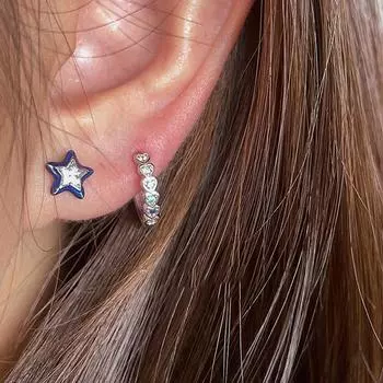 1 пара сережек-гвоздиков Trend Blue Star Pentagram для женщин Y2K Jewelry