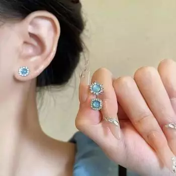 1 пара сережек-гвоздиков, украшенных стразами, геометрические круглые серьги-гвоздики с гладкой поверхностью