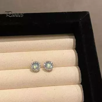 1 пара сережек-гвоздиков, украшенных стразами, геометрические круглые серьги-гвоздики с гладкой поверхностью, ювелирный подарок A