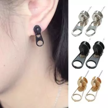 1 пара сережек-гвоздиков в стиле молнии, легкие, удобные для ношения серебряный