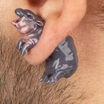 1 пара сережек-гвоздиков в виде бегемота, реалистичные 3D-фигурки животных, серьги-крючки, индивидуальные, преувеличенные A