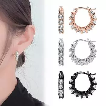 1 пара сережек-хаги с кубическим цирконием, U-образные, маленькие, контрастного цвета, полированные металлические серьги, серьги-гвоздики для хряща, повседневные украшения для свиданий и вечеринок серебряный