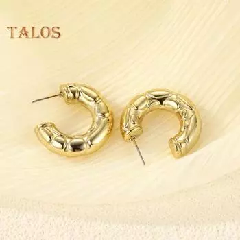 1 пара сережек Huggie C-образной формы, полая трубка, однотонные, противоаллергические, с гальваническим покрытием, легкие украшения для ушей из нержавеющей стали, ювелирные изделия, короткие серьги для поездок на работу A золотистый