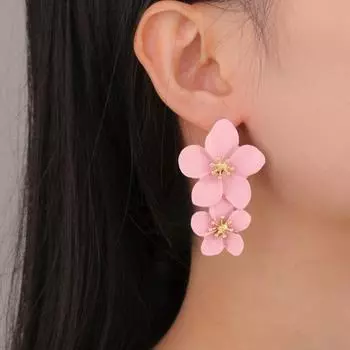 1 пара сережек-капель, двухслойные серьги в форме цветка плюмерии, женские синий