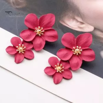 1 пара сережек-капель, двухслойные серьги в форме цветка плюмерии, женские серьги-гвоздики, ювелирные аксессуары золотистый