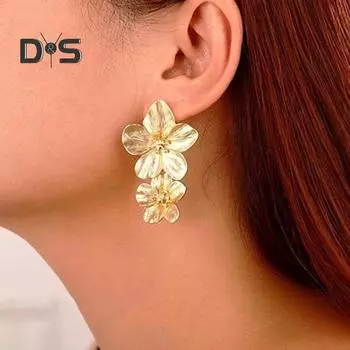 1 пара сережек-капель, двухслойные серьги в форме цветка плюмерии, женские серьги-гвоздики, ювелирные аксессуары розы красного