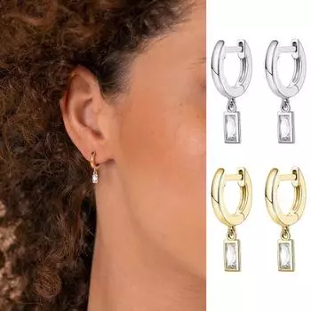 1 пара сережек-капель, геометрические кубические цирконии, полированный металл, легкие серьги-хаги с гладкой поверхностью, для повседневной носки, вечеринок, свиданий серебряный