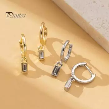 1 пара сережек-капель, геометрические кубические цирконии, полированный металл, легкие серьги-хаги с гладкой поверхностью, для повседневной носки, вечеринок, свиданий серебряный