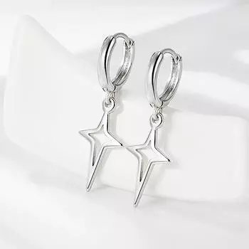 1 пара сережек-капель из сплава в готическом стиле панк, черные/серебристые, со звездами и крестом, простые модные серьги-гвоздики для женщин и мужчин, рок-ювелирные изделия серебряный