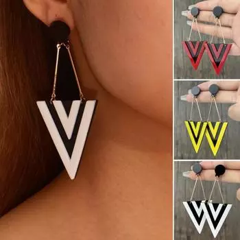 1 пара сережек-капель с преувеличенной геометрической формой, длинные гальванические серьги контрастного цвета, декоративный подарок, женские треугольники чёрный