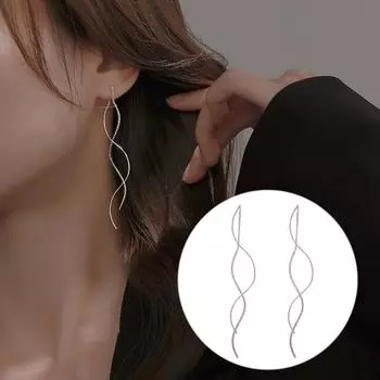 1 пара сережек-капель темперамент длинная кисточка геометрический тонкий анти-выцветание декоративный подарок женщины волнистый