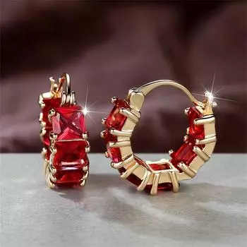 1 пара сережек-капель золотистого цвета с огранкой «принцесса» белого, черного, красного и синего цвета с камнями CZ, серьги-кольца, подарки на День святого Валентина, Хэллоуин, Рождество белый