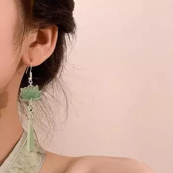 1 пара сережек-кисточек в китайском стиле с подвеской в виде лотоса для женщин и девочек, классические элегантные длинные серьги в стиле ретро, ювелирные подарки розовый