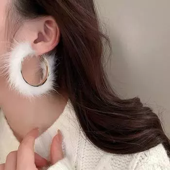 1 пара сережек-кольцев, преувеличенное большое кольцо, подарки, модные украшения, однотонные плюшевые украшения