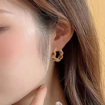 1 пара сережек-колец Huggie в стиле ретро с кубическим цирконием, маленькие серьги-кольца, геометрические роскошные городские серьги для выпускного вечера, официальной вечеринки, свиданий, ювелирных изделий коричневый