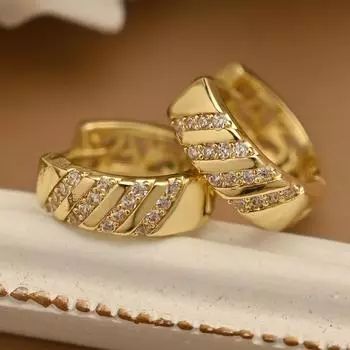 1 пара сережек-колец золотого цвета для женщин, элегантные серьги с круглым цирконием, свадебные украшения для вечеринок золотой