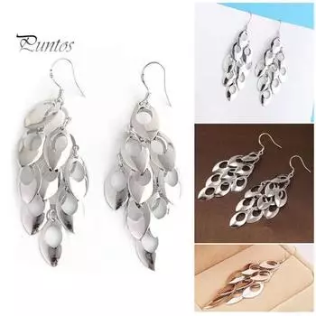 1 пара сережек-крючков с геометрическим дизайном, гладкая поверхность, легкие серьги-подвески, серьги-кисточки в стиле павлиньего хвоста серебряный
