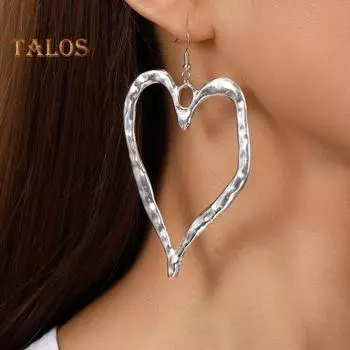 1 пара сережек Love в ретро-стиле, полированные серьги из цинкового сплава с крючками, вечерние клубные серьги-подвески для косплея, украшения для ушей золотистый