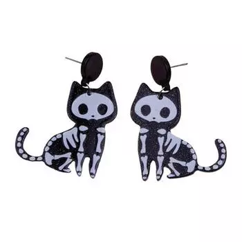1 пара сережек на Хэллоуин, жутко шикарные, летучая мышь, кошачий череп, легкие модные индивидуальные забавные удобные серьги Cat