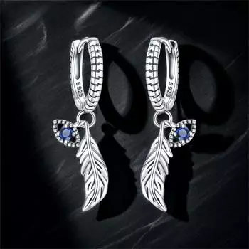 1 пара сережек-перьев Magic Eye, универсальные серьги-трансгранички в стиле ниши