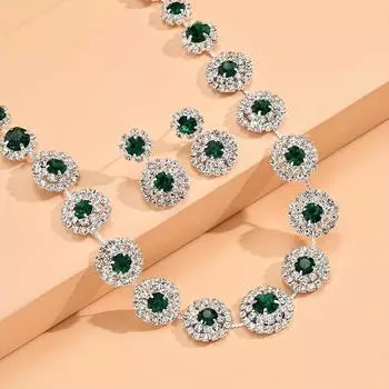 1 пара сережек плюс 1 шт. ожерелье, элегантный комплект ювелирных изделий, инкрустированный стразами, изящные ювелирные изделия, идеальный праздничный подарок для женщин чёрный