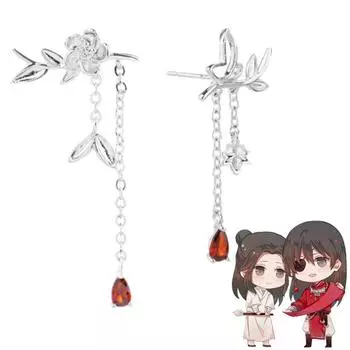 1 пара сережек-подвесок в виде аниме-мультфильма красного цвета, серебряные серьги-гвоздики 1Pair