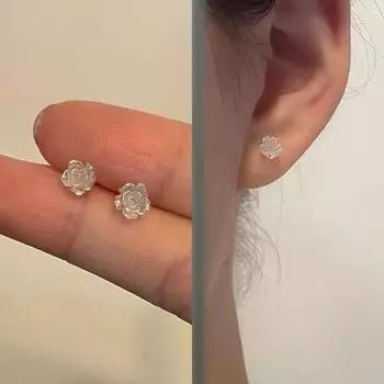 1 пара сережек с французским белым цветком камелии для женщин, летние ювелирные изделия, аксессуары, подарки, темпераментные милые серьги-гвоздики 1 pair