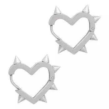 1 пара сережек-сердец унисекс с заклепками и декором в стиле хип-хоп, темные, подвесные чёрный