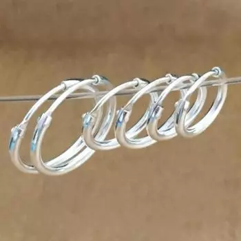 1 пара сережек унисекс с серебряным покрытием, круглые кольца-кольца, серьги-гвоздики для пирсинга губ, носа и ушей 10mm серебряный