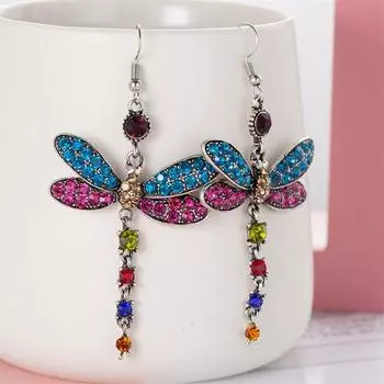 1 пара сережек в стиле бохо, милые красочные серьги с рисунком стрекозы для женщин и девочек, ретро-серьги в подарок на праздник 1Pair