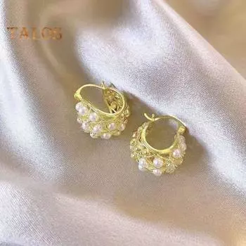 1 пара сережек в стиле ретро, серьги в форме сот с искусственным жемчугом, легкие, удобные, мини-серьги, ювелирный подарок