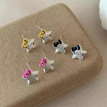 1 пара сережек в виде милых универсальных звездочек Kt Cat для женщин и девочек, милые серьги-гвоздики, ювелирные изделия, аксессуары, подарки