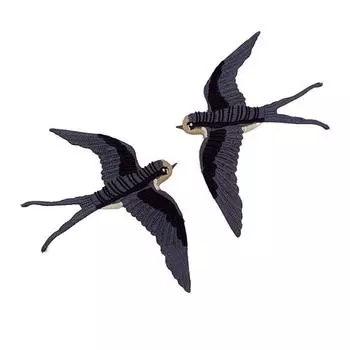 1 пара серых ласточек, нашивок, птиц, вышитых аппликаций, на платье из ткани, скрапбукинг, напечатанных в полоску, наклейка