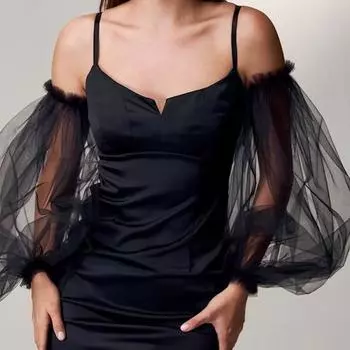 1 пара сетчатых рукавов для невесты, тонкие прозрачные перчатки, длинные плиссированные рукава-оборки, аксессуары для свадебных платьев и мероприятий чёрный