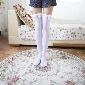 1 пара сексуальных бархатных чулок с бантом до колена